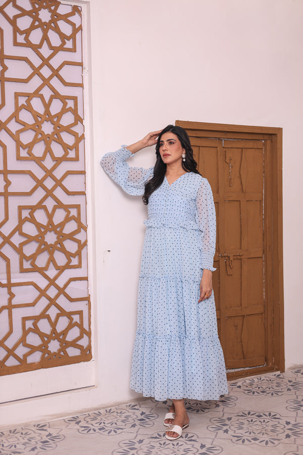 Western dress Light Blue